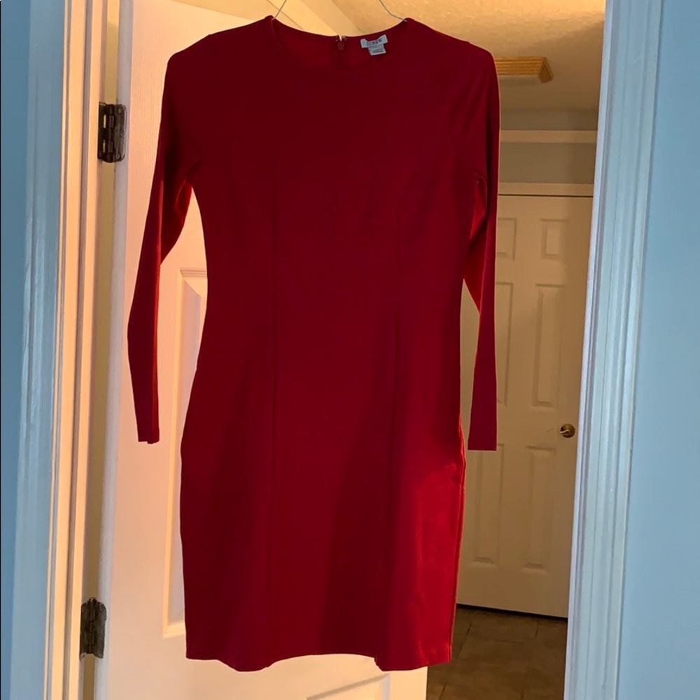 J. Crew red long-sleeve shift dress